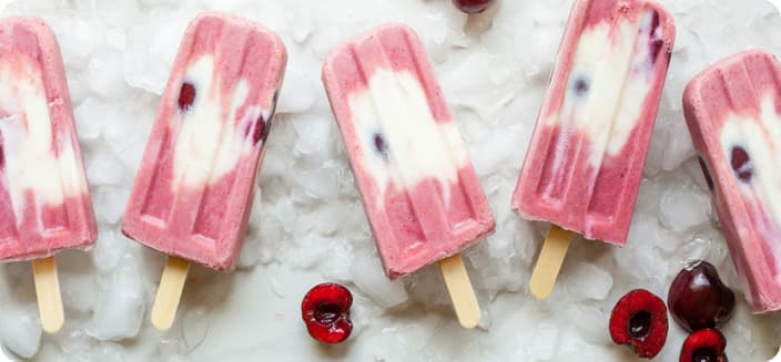 Colorful ice cream with berries